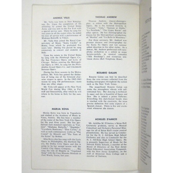 Carmen Opera Program 1964 Seton Hall University Cehanovsky Nell Rankin Shirley - Picture 8 of 9